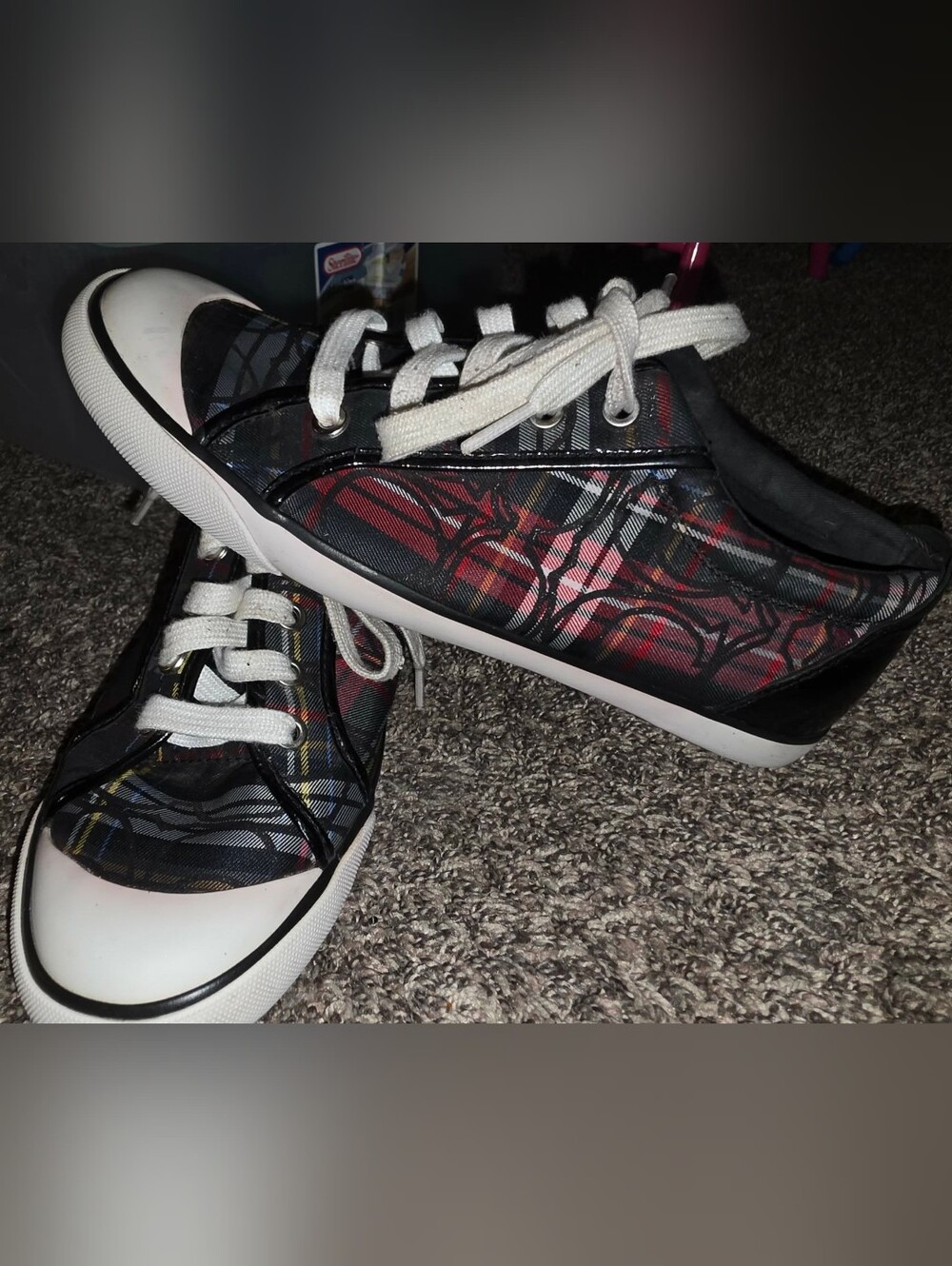 Coach Barrett Tartan Plaid Low Top Sneakers Size 9B Black Red Signature A1070